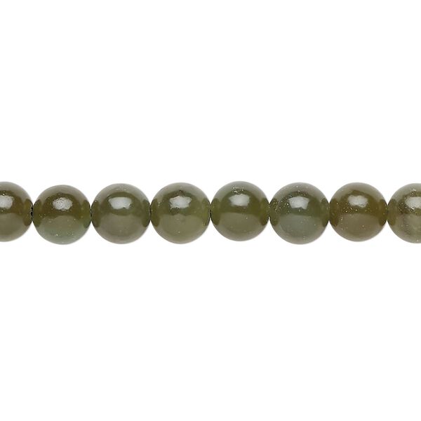 Bead 1pkg1 nephrite jade, 6mm round C grade, 15.5-16 inch natural medium to dark image number 0