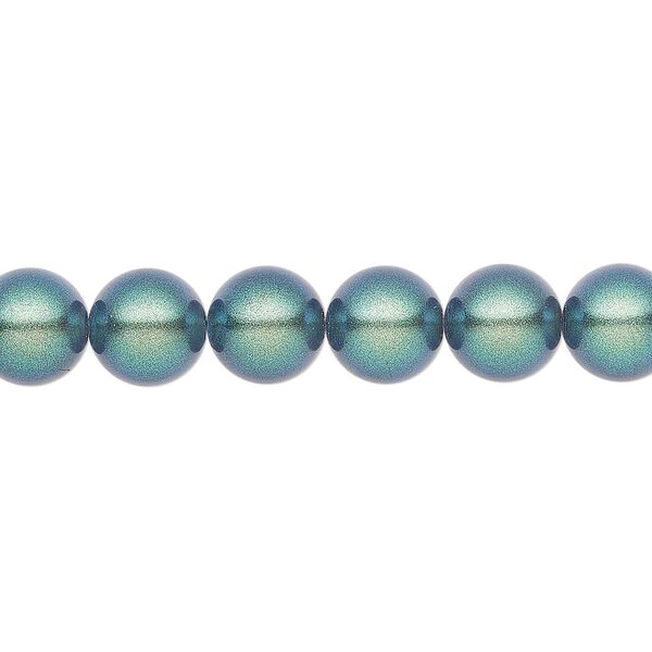 Pearl 100pk pearlescent peacock green, Preciosa Czech crystal 8mm round image number 0