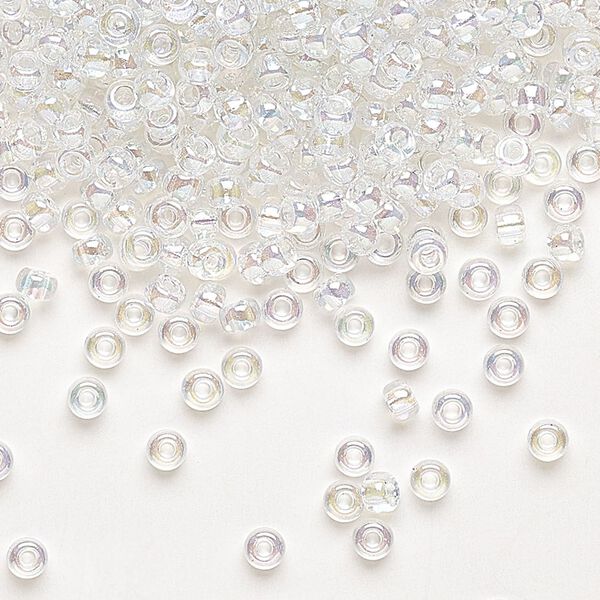 Seed bead, Miyuki, glass, pkg/50g, #8 rocaille, translucent rainbow crystal clear, (RR-250). image number 0