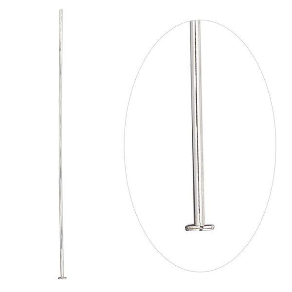 Head pin, sterling silver, 2-1/2 inches, 20 gauge. Sold per pkg of 100. image number 0