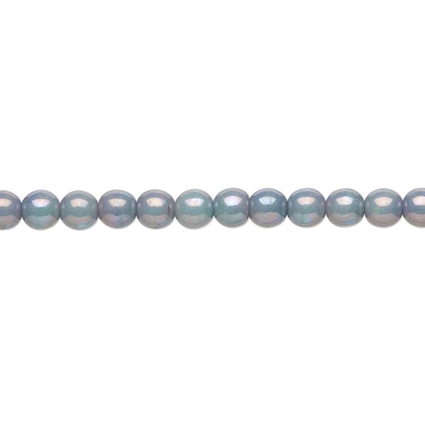 Bead, Czech glass druk, opaque light green nebula, 4mm round. Sold per 15-1/2" to 16" strand. image number 0
