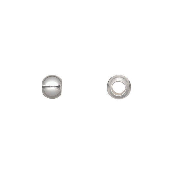 Bead, sterling silver, 6mm large-hole round. Sold per pkg of 2. image number 0