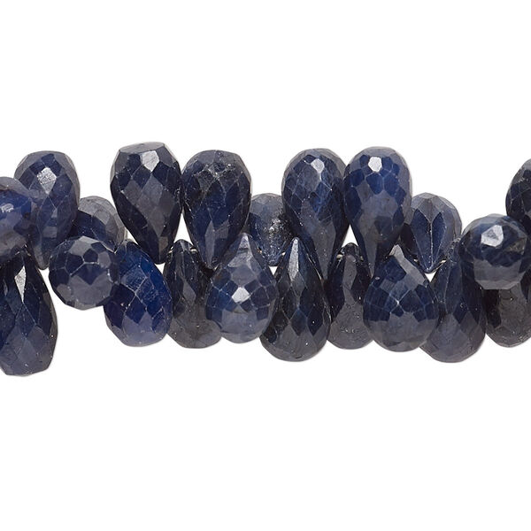 Blue sapphire 1pkg1, hand-cut top-drilled faceted teardrop bead 8 inch 9x6mm-11x7mm image number 0