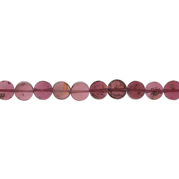 Bead, garnet (dyed), 4x1mm-5x2mm hand-cut flat round, B grade, Mohs hardness 7 to 7-1/2. Sold per 16-inch strand. image number 0