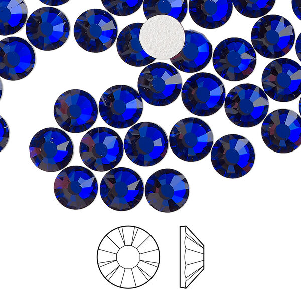 Flat back 288pk cobalt blue foil back, Preciosa MAXIMA Czech crystal hotfix rhinestone 6.3-6.5mm chaton rose round SS30 image number 0