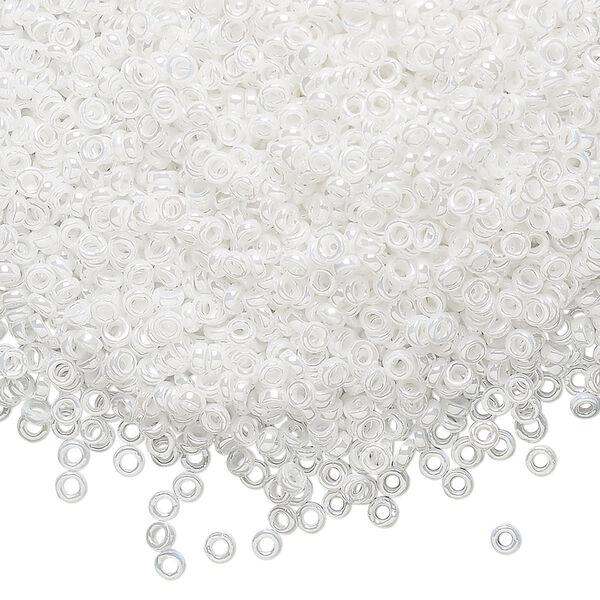Seed bead, Miyuki, glass, pkg/10g, 2.2x1mm spacer rondelle, opaque pearl white, (SPR2.2-420). image number 0