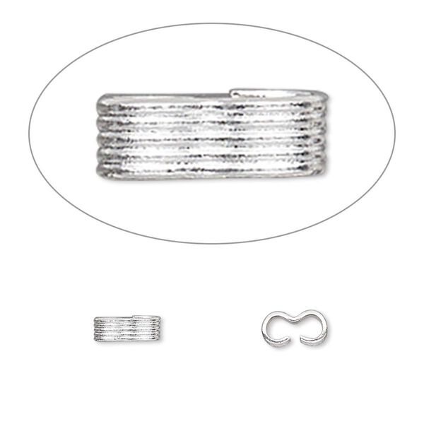 Link, silver-plated brass, 6.5x2.5mm with lined pattern. Sold per pkg of 50. image number 0