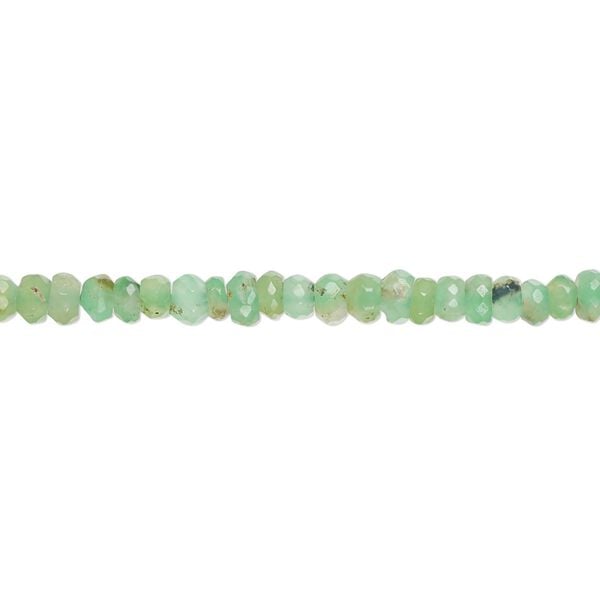 Chrysoprase 1pkg1, hand-cut faceted rondelle bead natural 13 inch 3x2mm-4x2mm image number 0