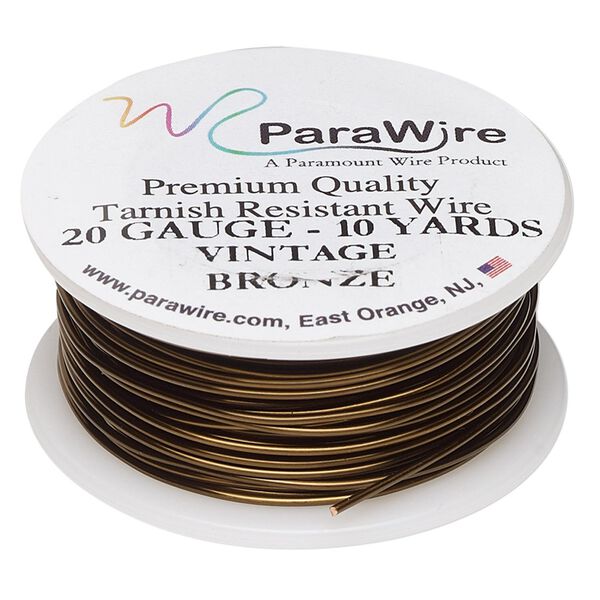 Wire, ParaWire™, vintage bronze-finished copper, round, 20 gauge. Sold per 10-yard spool. image number 0