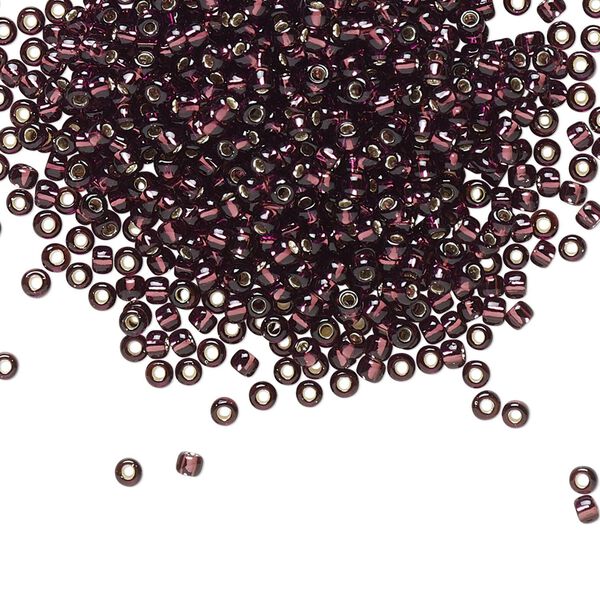 Seed bead, TOHO BEADS®, glass, pkg/50g, #11 round, transparent silver-lined amethyst (TR-11-26C). image number 0