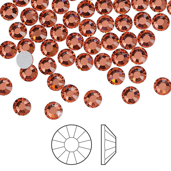 Flat back 1440pk padparadscha foil back, Preciosa Viva 12® Czech crystal rhinestone 4.6-4.8mm chaton rose round SS20 image number 0