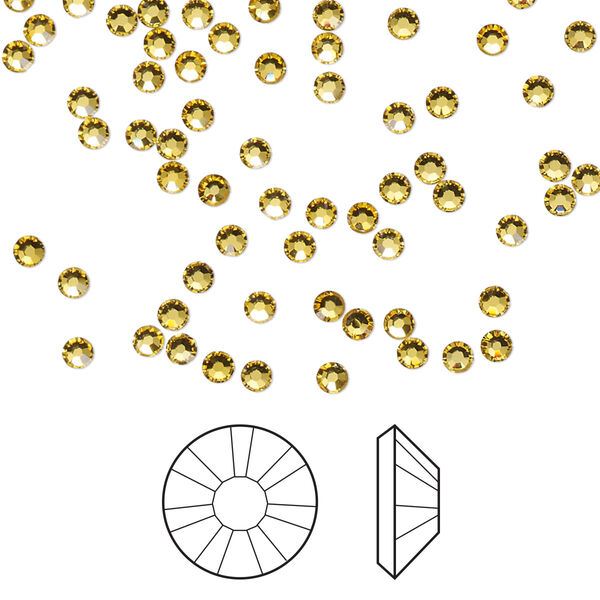 Flat back 1440pk light topaz, Swarovski® hotfix 2.3-2.5mm rose round SS8 2038HF image number 0