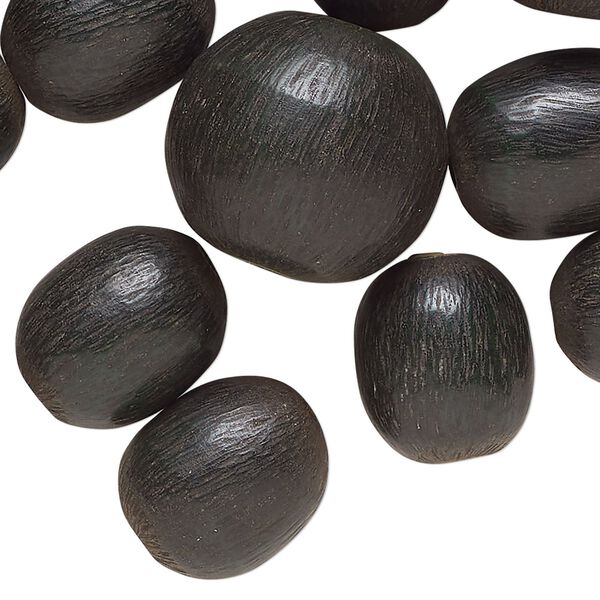 Bead mix, wood (dyed/waxed), medium to dark green, 16x13mm-24x20mm mixed shapes. Sold per 6-ounce pkg, approximately 60 beads. image number 0