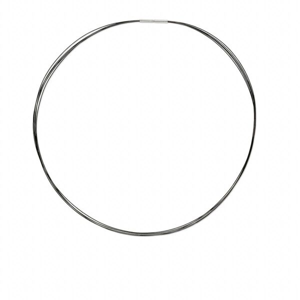 Necklace, plastic coated stainless steel, black, 5-strand choker-style, 18-inches. Sold individually. image number 0