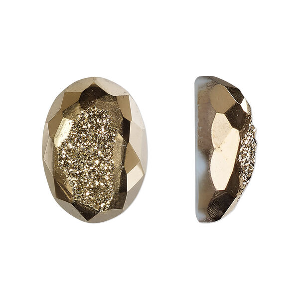 Druzy agate 1pkg1, hand-cut calibrated faceted oval cab B grade, 18x13mm image number 0