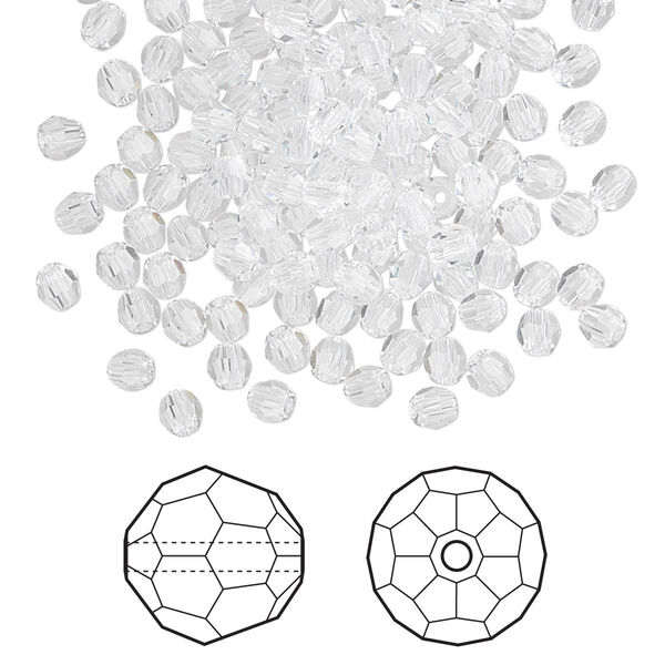 Bead 144pk crystal, Crystal Passions® 3mm round 5000 image number 0