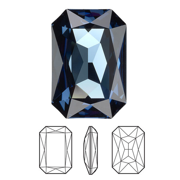 Fancy stone 24pk Montana foil back, Swarovski® 27x18.5mm emerald cut 4627 image number 0