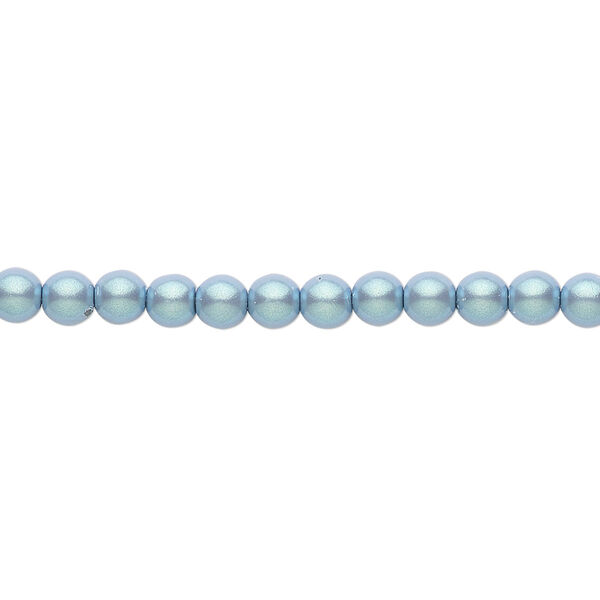 Bead, Czech pearl-coated glass druk, opaque iridescent blue/grey, 4mm round. Sold per 15-1/2" to 16" strand. image number 0