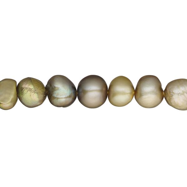 Pearl, cultured freshwater (dyed), iris bronze, 5-7mm flat sided round, D grade, Mohs hardness 2-1/2 to 4. Sold per 16-inch strand. image number 0