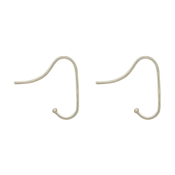 Ear wire interchangeable hook 1pkg2 14Kt gold, 16mm / 1.3mm ball, 22 gauge 1 pair image number 0