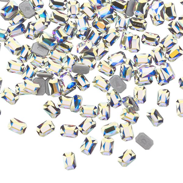 Flat back 720pk crystal AB foil back, Swarovski® hotfix 3.7x2.5mm emerald jewel 2602 image number 0