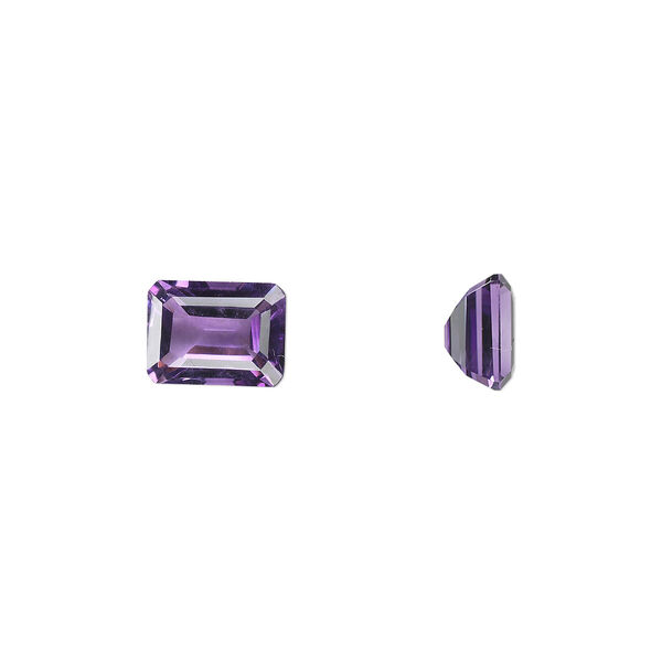 Amethyst 1pkg1, hand-cut faceted emerald-cut gem natural A grade, 8x6mm image number 0