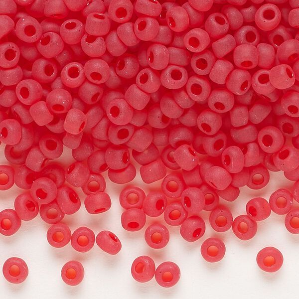 Seed bead, Dyna-Mites™, glass, transparent matte red, #6 round. Sold per 1/2 kilogram pkg. image number 0
