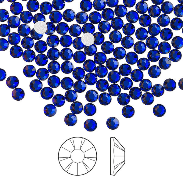 Flat back 1440pk cobalt blue foil back, Preciosa MAXIMA Czech crystal hotfix rhinestone 3-3.2mm chaton rose round SS12 image number 0