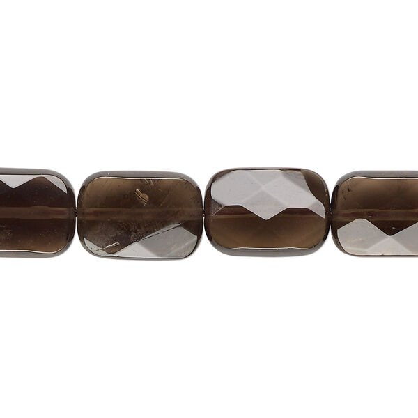 Smoky quartz 1pkg1, faceted rectangle bead B grade, 15.5-16 inch 14x10mm image number 0