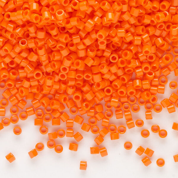 Seed bead, Delica®, glass, pkg/250g, #10 round, opaque orange (DBM-0722). image number 0
