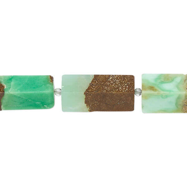 Sea green-brown Peruvian opal 1pkg9, 5-sided tube bead natural B grade, graduated 12x8mm-20x10mm image number 0