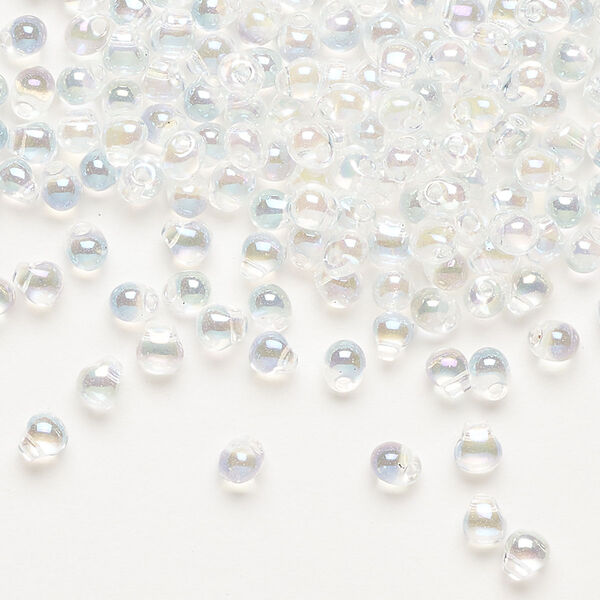 Seed bead, Miyuki, glass, pkg/250g, 4x3.4mm fringe, translucent rainbow clear (DP-250). image number 0