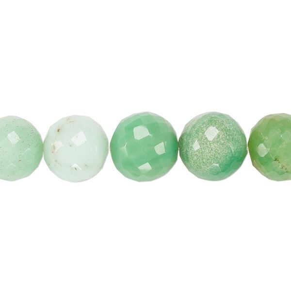 Chrysoprase 1pkg1, hand-cut faceted round bead natural 8 inch 10-11mm image number 0