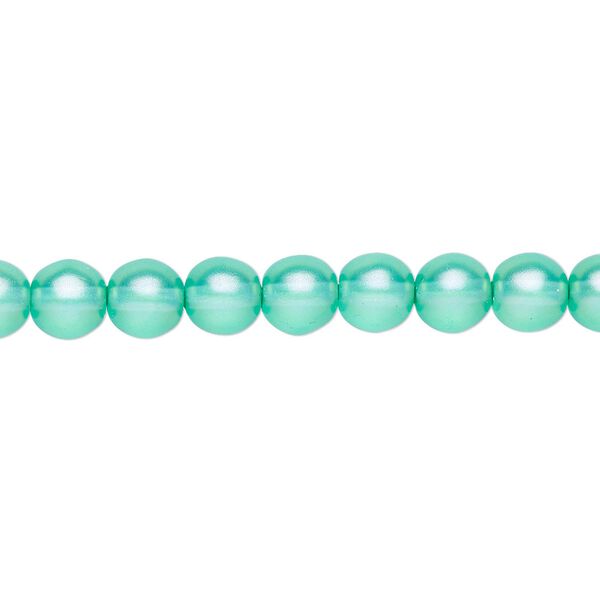 Bead, Czech pressed glass, pearlized ocean blue, 6mm round. Sold per 15-1/2" to 16" strand, approximately 65 beads. image number 0