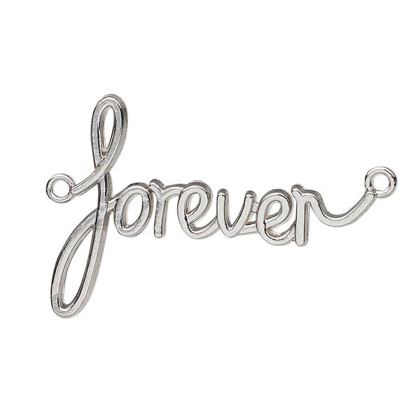 Focal, silver-plated "pewter" (zinc-based alloy), 39x26mm "forever" script. Sold individually. image number 0