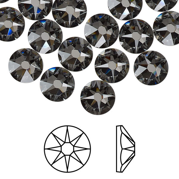Flat back 144pk crystal silver night foil back, Swarovski® 8.412-8.672mm rose round SS40 2088 image number 0