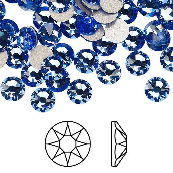 Flat back 288pk sapphire foil back, Swarovski® 6.32-6.5mm rose round SS30 2088 image number 0