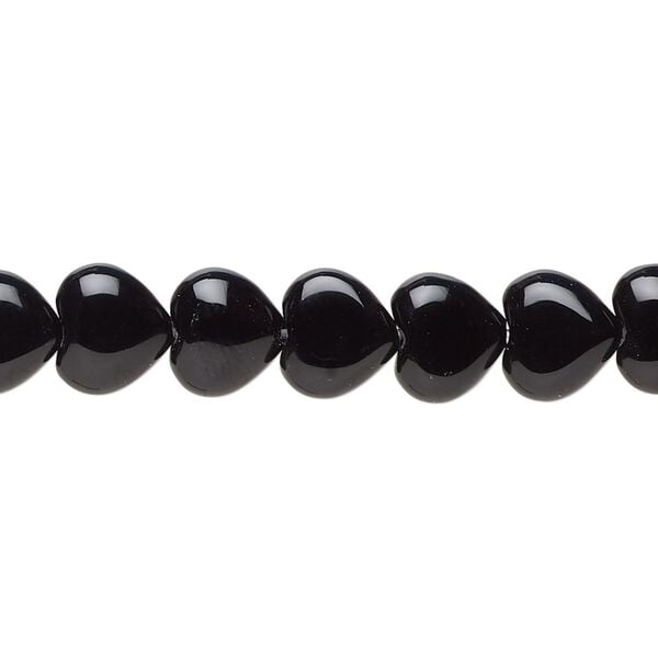 Black onyx 1pkg1, puffed heart bead 15.5-16 inch 8mm image number 0