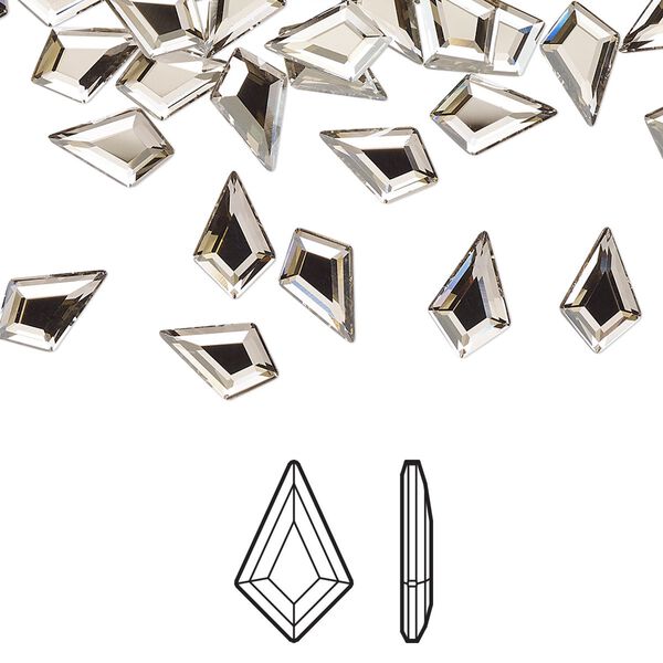 Flat back 6pk crystal silver shade foil back, Crystal Passions® 8.6x5.6mm kite 2771 image number 0