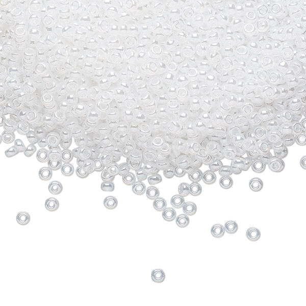 Seed bead, Miyuki, glass, pkg/25g, #11 rocaille, translucent luster opal, (RR-511). image number 0
