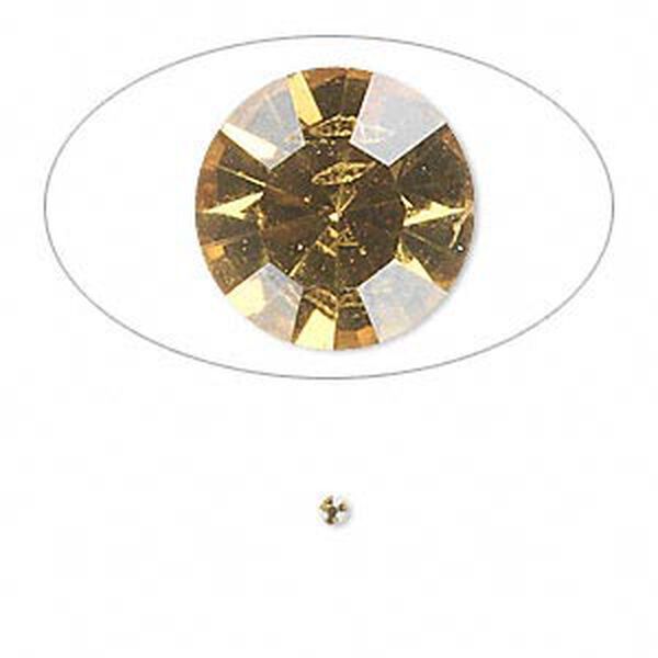 Chaton, glass rhinestone, light topaz, foil back, 1.8-1.9mm faceted round, PP12. Sold per pkg of 72. image number 0