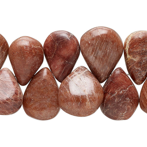 Rose jasper 1pkg1, hand-cut top-drilled puffed teardrop bead natural B- grade, 8 inch graduated 11x8mm-16x5mm image number 0
