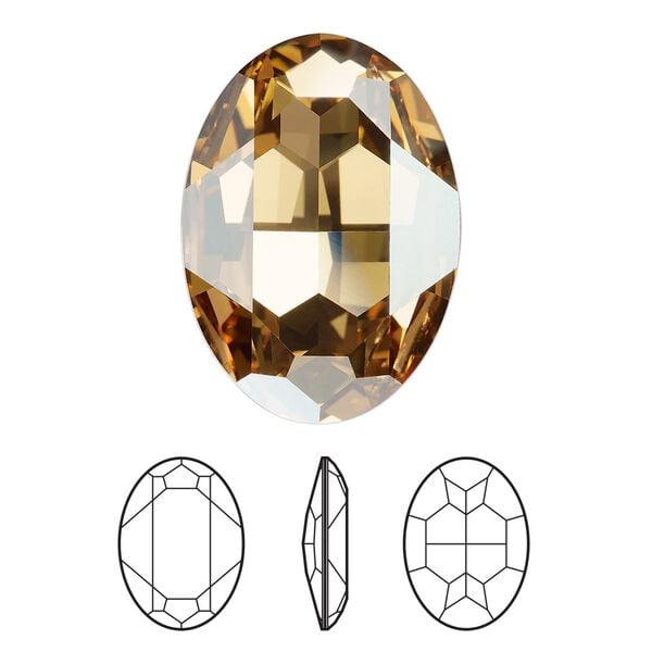 Fancy stone 1pk crystal golden shadow foil back, Crystal Passions® 30x22mm oval 4127 image number 0