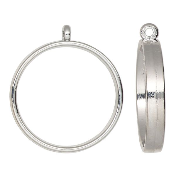 Focal, silver-finished "pewter" (zinc-based alloy), 28mm open round. Sold per pkg of 2. image number 0