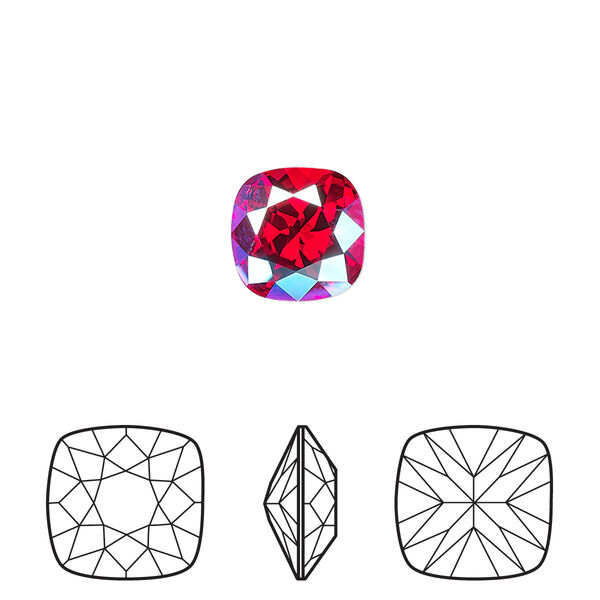 Fancy stone 2pk light Siam shimmer foil back, Crystal Passions® 10mm cushion 4470 image number 0