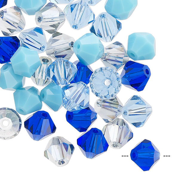 Bead mix 40pk 16 facets blue, Celestial Crystal® 8mm bicone image number 0