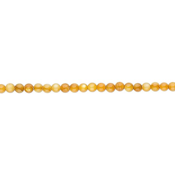 Bead, mother-of-pearl shell (dyed), light amber, 2mm round. Sold per 15" to 16" strand. image number 0