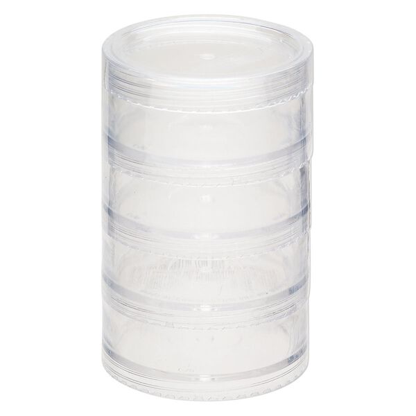 Organizer jar, Space Saver, plastic, clear, 2-3/4 x 1-1/4 inch round. Sold per 4-piece set. image number 1