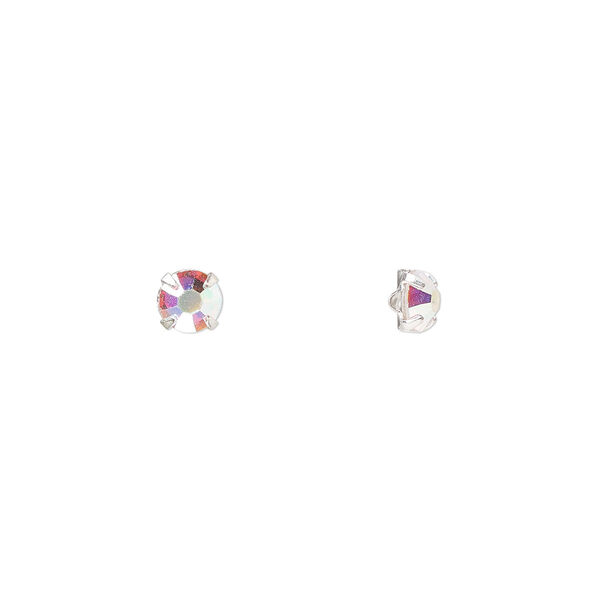 Bead 24pk rose montees crystal AB silver plate, Preciosa Czech crystal 3.8-4mm round SS16 image number 0