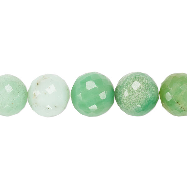 Chrysoprase 1pkg1, hand-cut faceted round bead natural 8 inch 10-11mm image number 0